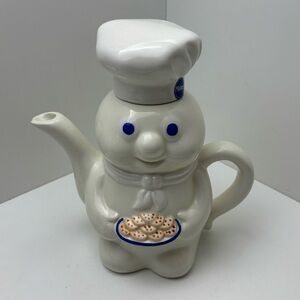 Vintage 1997 Pillsbury Doughboy ceramic teapot with removable hat